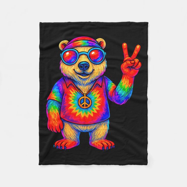 Couverture Polaire Tie-dye Lar Bear Peace Sign Hip  (Devant)