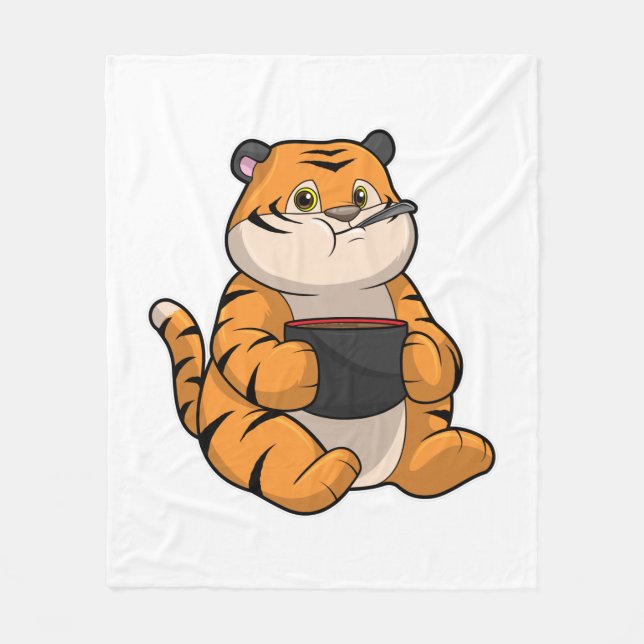 Couverture Polaire Tiger à manger avec Bowl (Devant)
