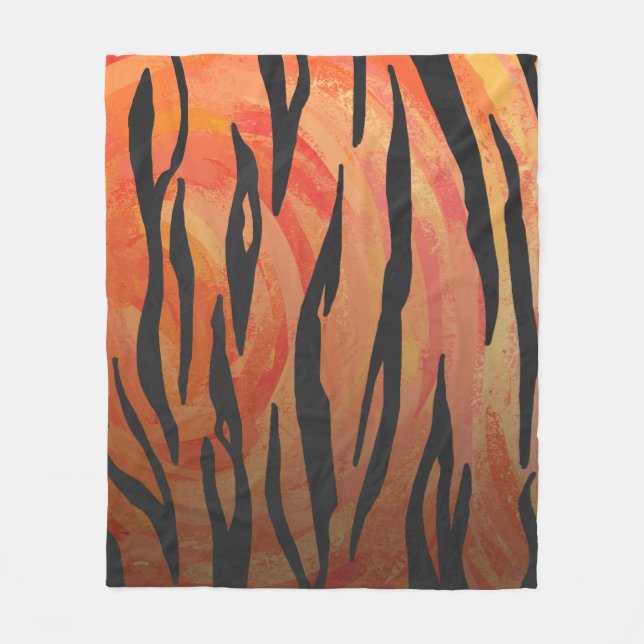 Couverture Polaire Tiger chaud orange et noir (Devant)