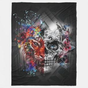 COUVERTURE POLAIRE TIGER HUMAN SKULL