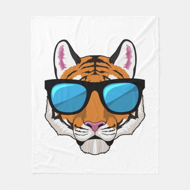 Couverture Polaire Tigre avec lunettes de soleil (Devant)