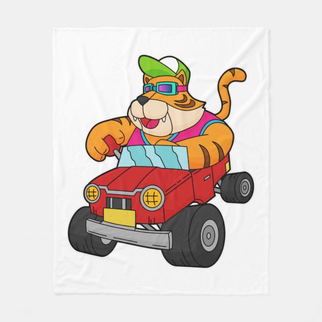 Couverture Polaire Tigre avec voiture (Devant)
