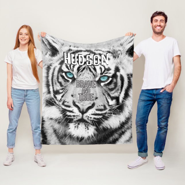 Couverture Polaire Tigre blanc personnalisé Bengale (En situation)