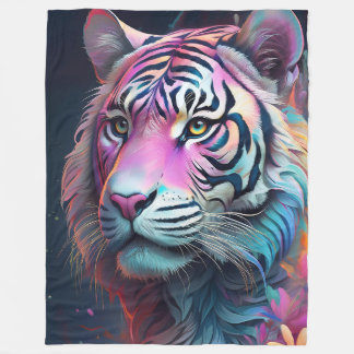 Couverture Polaire Tigre dans les fleurs