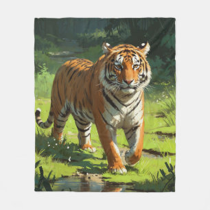 Couverture Polaire Tigre majestueux dans la peinture sauvage