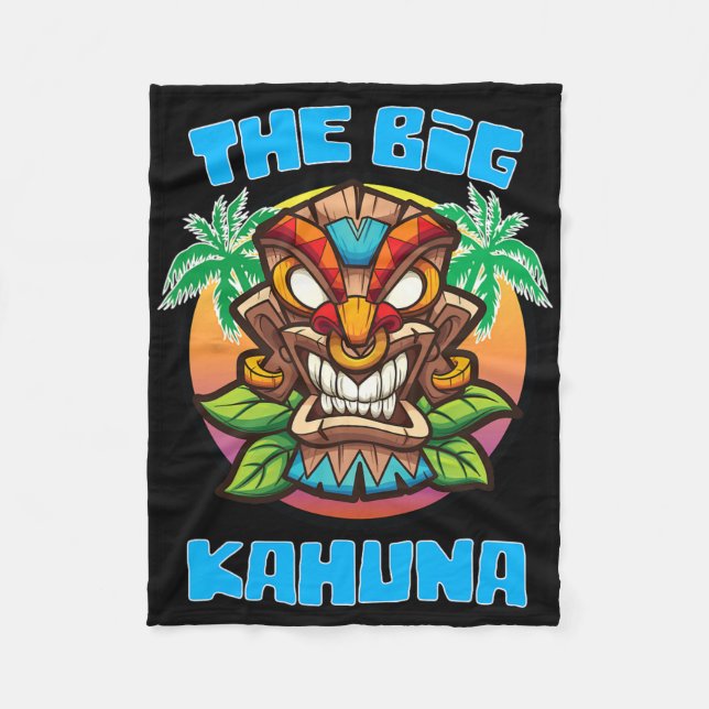 Couverture Polaire Tiki Big Kahuna Funny Hawaiian Fête des pères Vaca (Devant)