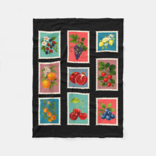 Couverture Polaire Timbre de fruits d'été Timbre de fruits vintage