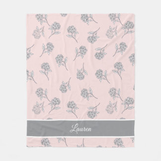 Couverture Polaire Timeless Botanical Bloom Soft Pink Monogram  Fleec