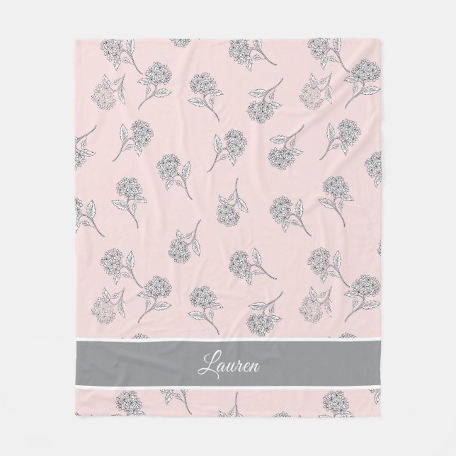Couverture Polaire Timeless Botanical Bloom Soft Pink Monogram  Fleec (Devant)