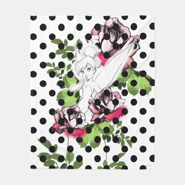 Couverture Polaire Tinker Bell Sketch avec Roses et Pois (Devant)