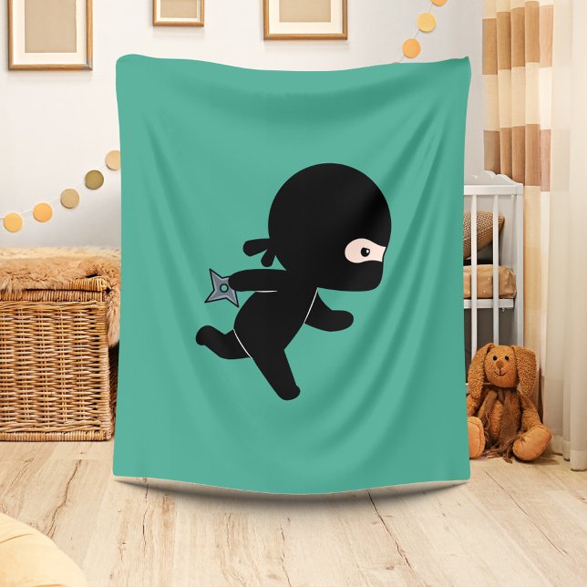 Couverture Polaire Tiny Ninja Coule Sur Vert Foncé (Créateur téléchargé)