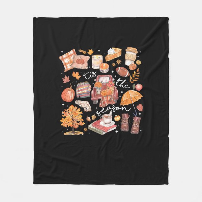 Couverture Polaire Tis The Season Pumpkin Autumn Fall Yall Leaves Tha (Devant)