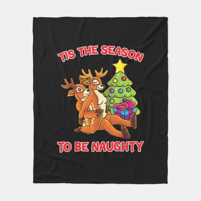 Couverture Polaire Tis The Season To Naughty Rudolph Reindeer Couple (Devant)