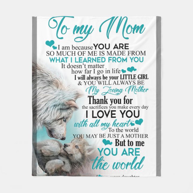 Couverture Polaire To My Mom wolf blanket, gift for mom blanket (Devant)