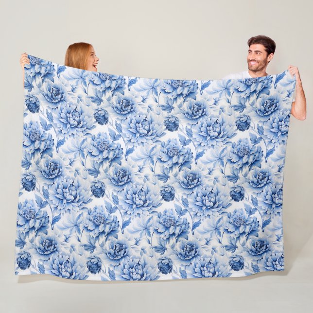 Couverture Polaire Toile bleue de Jouy (En situation)