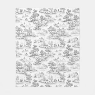 Couverture Polaire Toile de Jouy de style français gris Romantique Él