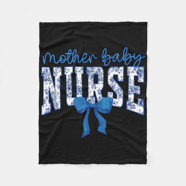 Couverture Polaire Toile Nurse Bow Blue Coquette Mère Ba (Devant)
