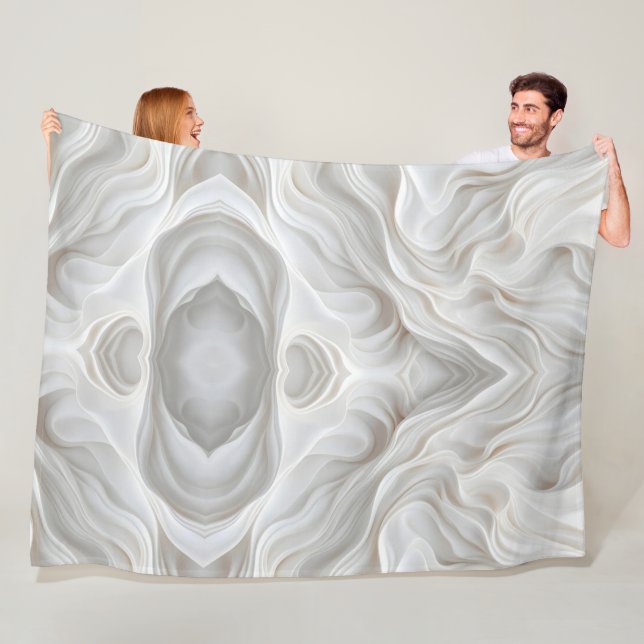 Couverture Polaire Toison minimaliste de Marbre blanc moderne (En situation)