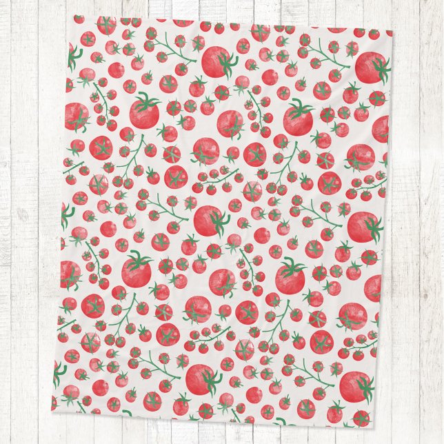 Couverture Polaire Tomato Watercolor Pattern (Fun Mediterranean summer watercolor tomato pattern fleece blanket)