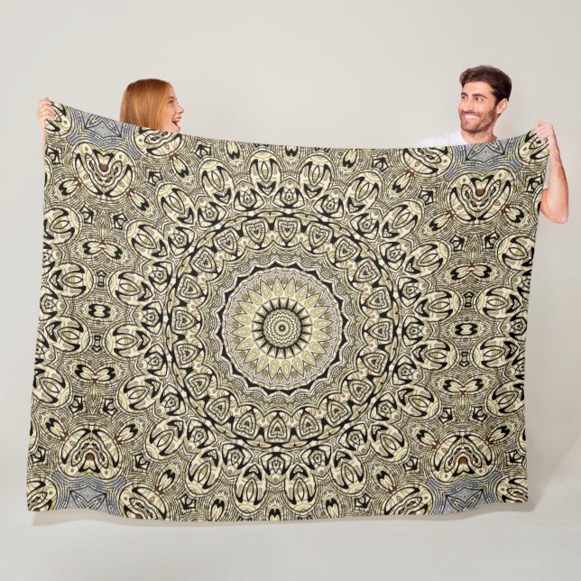 Couverture Polaire Tone de la Terre Mandala Motifs géométriques compl (En situation)