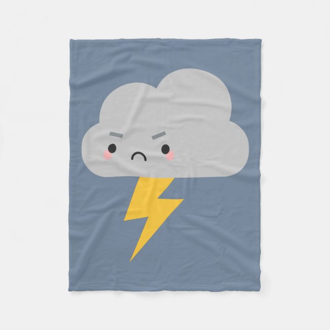Couverture Polaire Tonnerre de Kawaii et nuage de foudre (Devant)