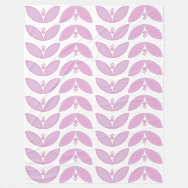 Couverture Polaire Tons de rose abstrait motif de fleurs sur blanc (Devant)