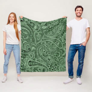 Couverture Polaire Tons verts Floral Paisley Motif