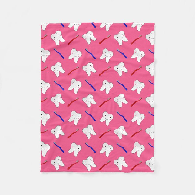 Couverture Polaire Toothburshes et motif roses mignons de dents (Devant)