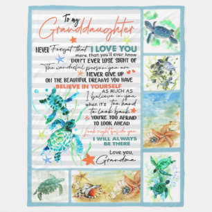 Couverture Polaire Tortue à ma petite-fille Je t'aime
