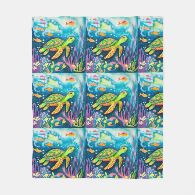 Couverture Polaire Tortue à peinture (Devant)