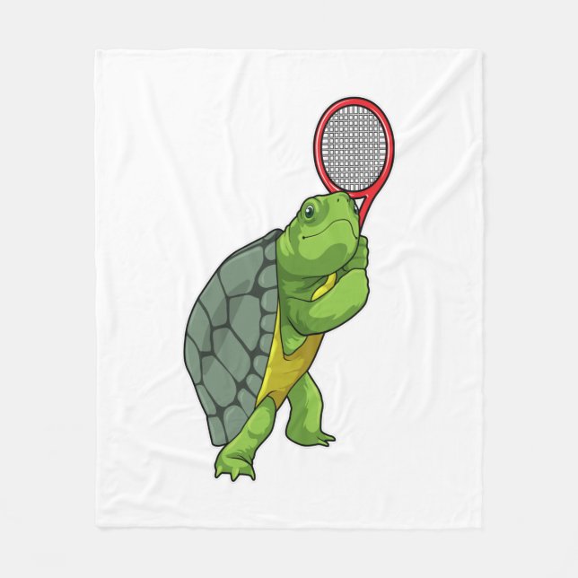 Couverture Polaire Tortue au Tennis avec raquette de tennis (Devant)