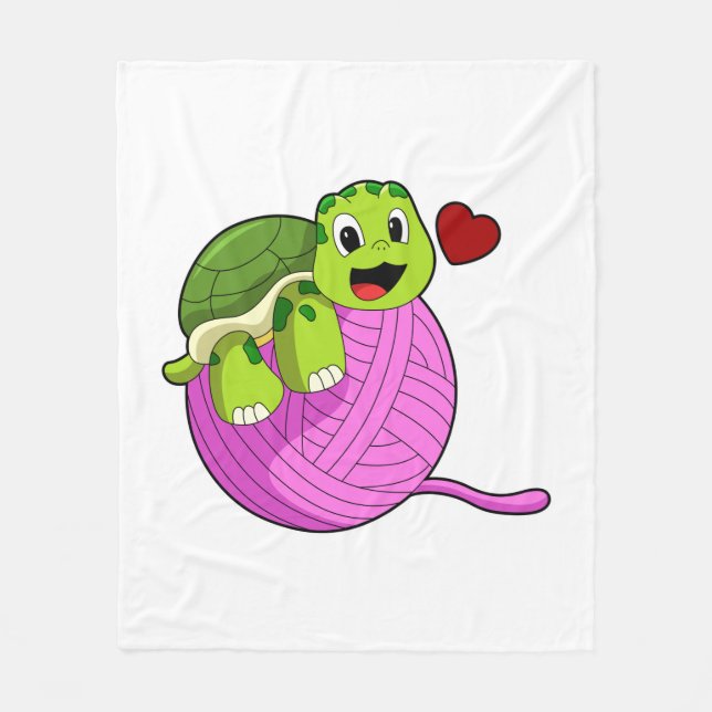 Couverture Polaire Tortue avec balle de laine (Devant)