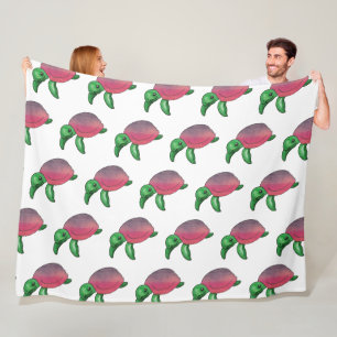 Couverture Polaire Tortue de mer mignonne pourpre