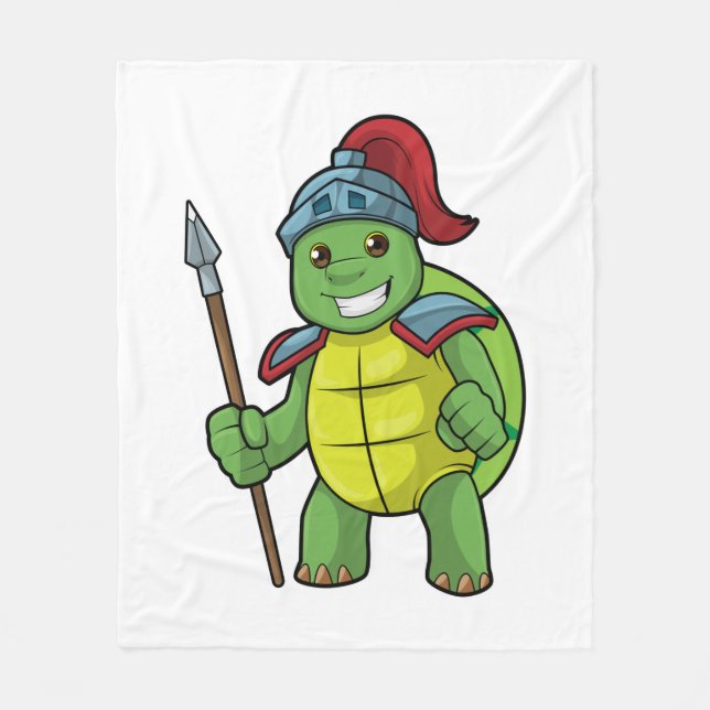 Couverture Polaire Tortue en guerrier avec Spear & Helmet (Devant)