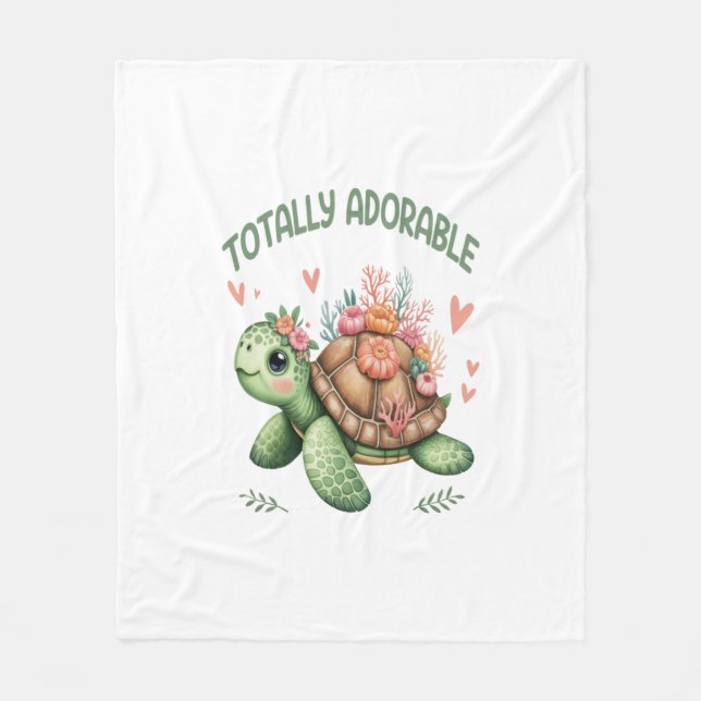 Couverture Polaire Tortue totalement adorable avec corail (Devant)