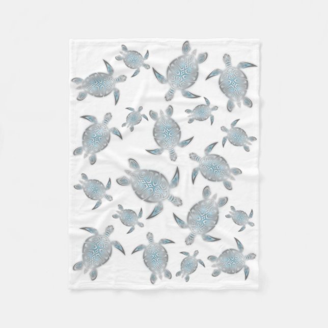 Couverture Polaire Tortues de mer turquoise en argent Motif (Devant)