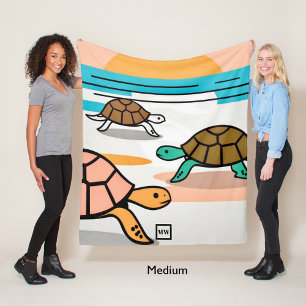 Couverture Polaire Tortues vectorielles minimalistes sur monogramme d