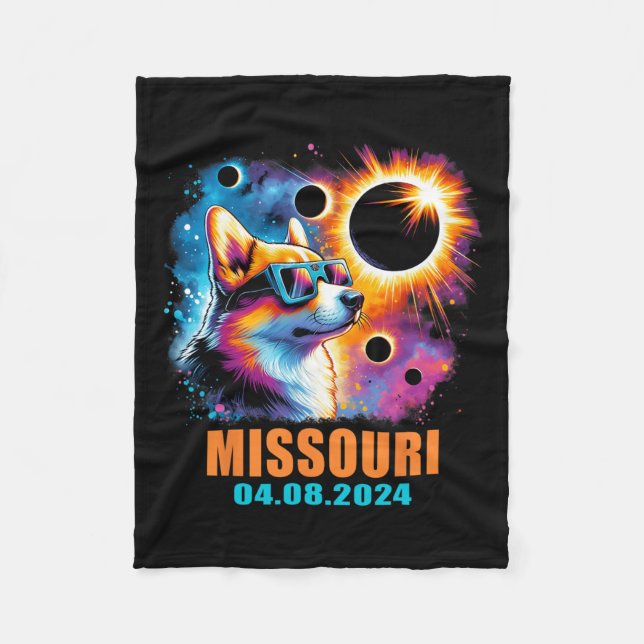 Couverture Polaire Totalité Total Solaire Eclipse 2024 Missouri Corgi (Devant)