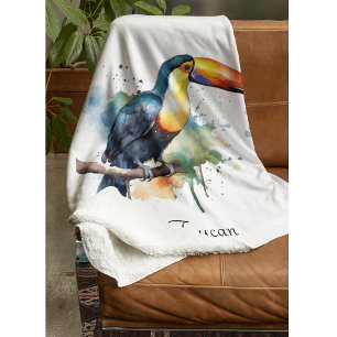 Couverture Polaire toucan coloré assis sur une branche