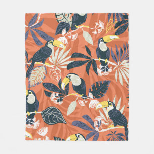 Couverture Polaire toucan et jungle motif transparent