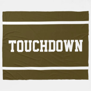 Couverture Polaire TOUCHDOWN Brun Sport Athlétique Rayures Texte Blan