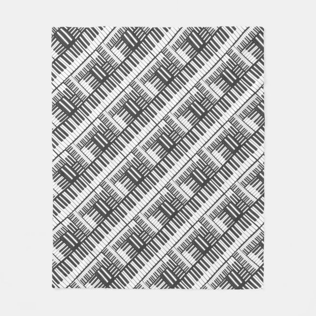 Couverture Polaire Touches de piano et rayures Motif Blanche en polai (Devant)