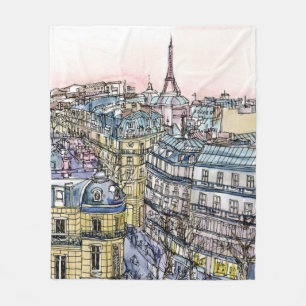 Couverture Polaire Tour Eiffel et Paris d'aquarelle des destinations