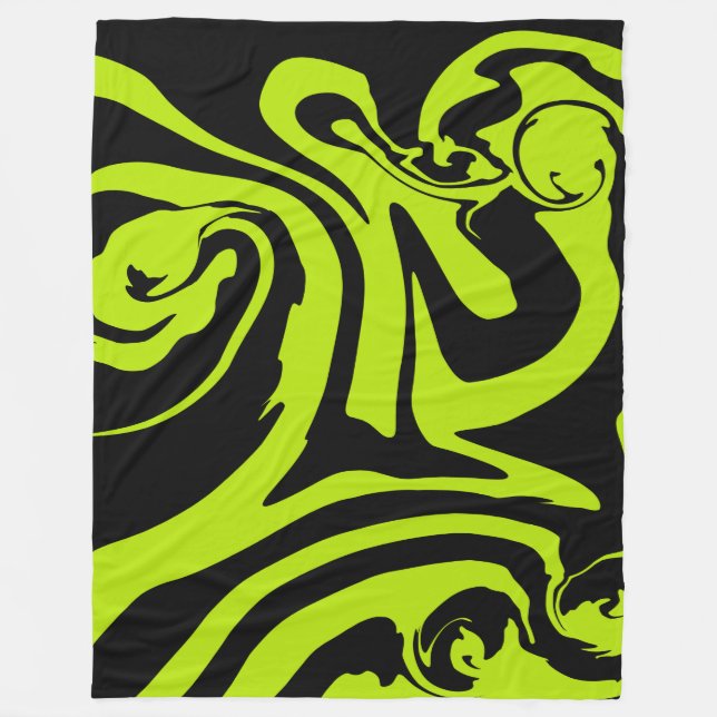 Couverture Polaire Tourbillon de marbre rétro vert et noir (Devant)