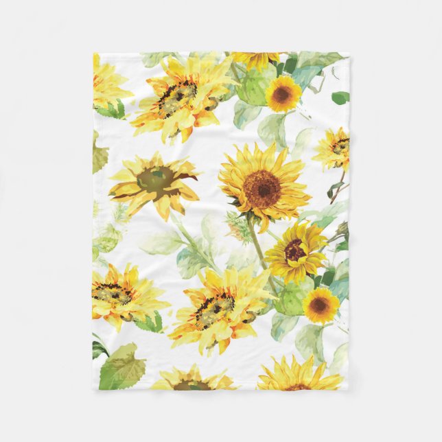 Couverture Polaire Tournesol aquarelle (Devant)