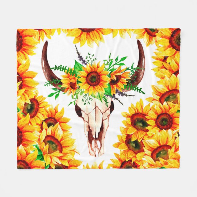 Couverture Polaire Tournesol et Taureau (Devant (Horizontal))