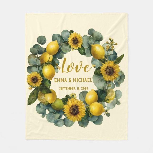 Couverture Polaire Tournesol Lemon Wreath Love Design (Devant)