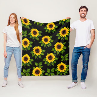 Couverture Polaire Tournesol noir gras fond noir