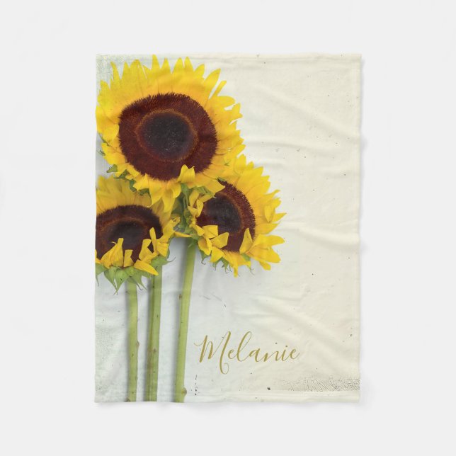 Couverture Polaire Tournesol rustique or moutarde jaune Personnelle (Devant)