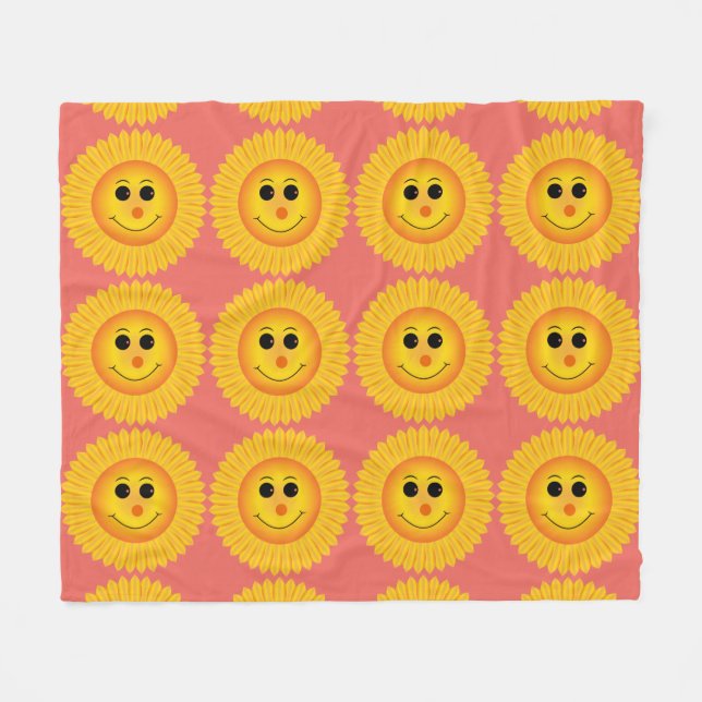 Couverture Polaire Tournesols de sourire (Devant (Horizontal))